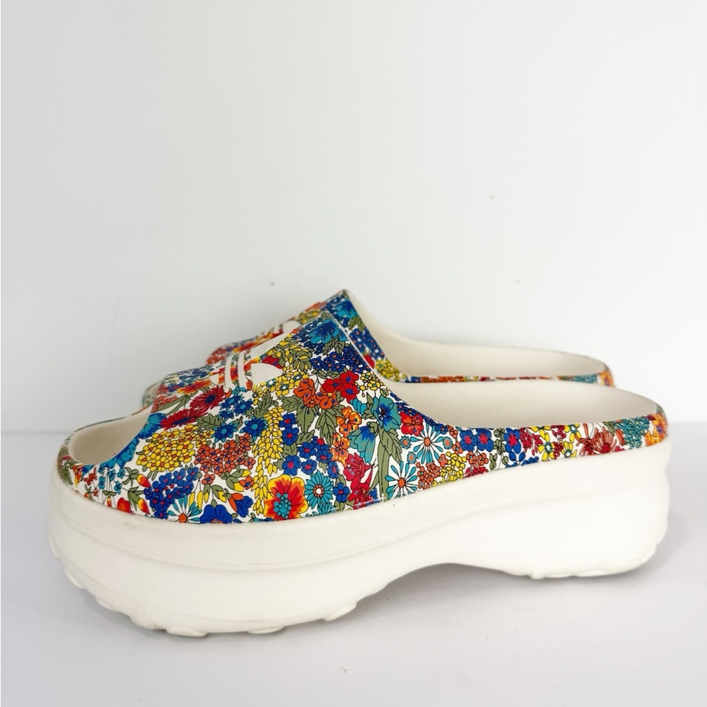 adidas Floral Multicolor Slide Sandals - White Soles - Picture 6 of 8